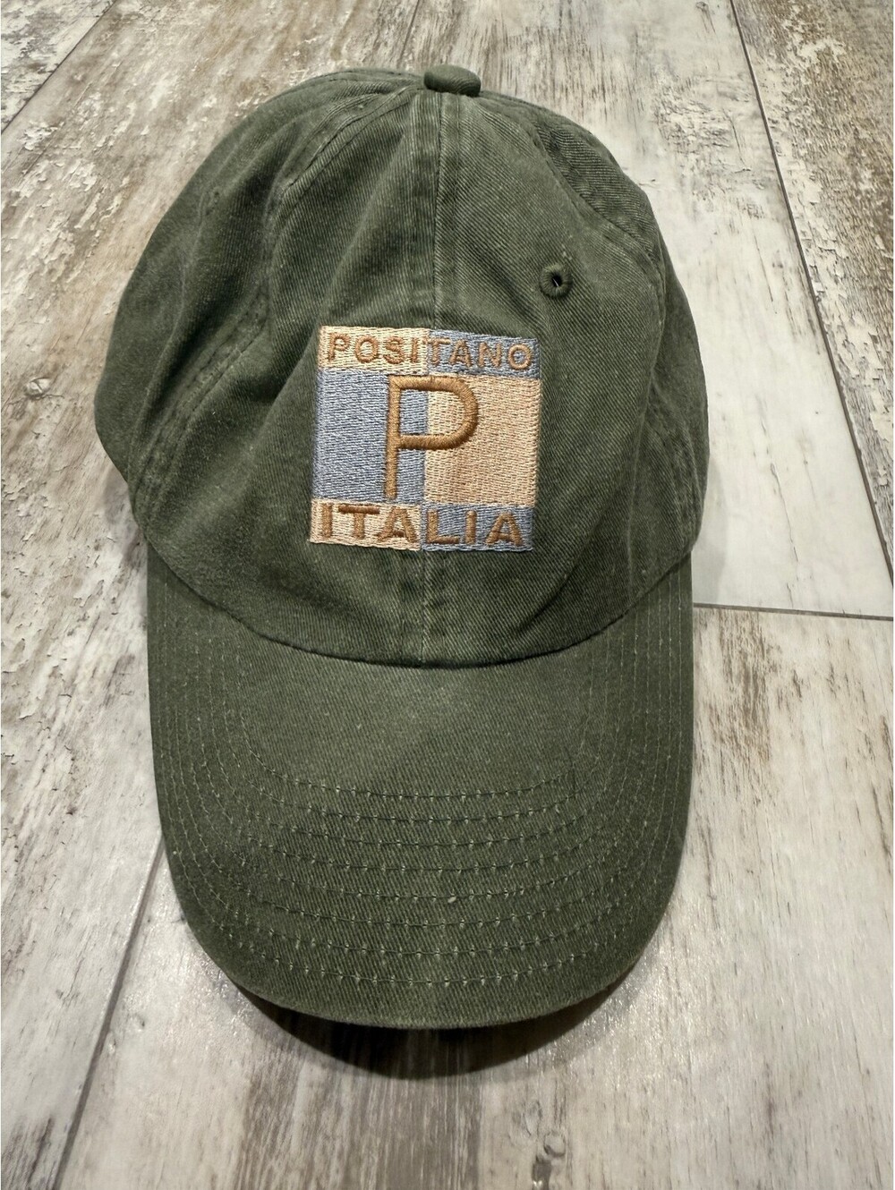 Positano Italia Green Embroidered Baseball Cap Italy Tourist Hat